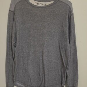 Reclaim Men's L Solid Knit Crewneck Pullover Sweater Gray Long‎ Sleeve